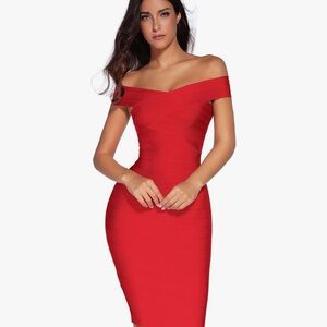 Chic Strapless Red Dress